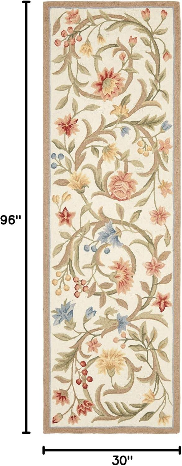 SAFAVIEH Chelsea Baxter Floral Wool Runner Rug, Ivory, 2'6" x 8'