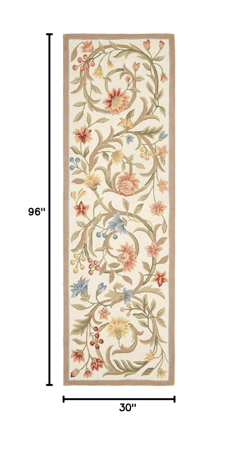 SAFAVIEH Chelsea Baxter Bordered Wool Runner Rug, Ivory, 2'6" x 8'