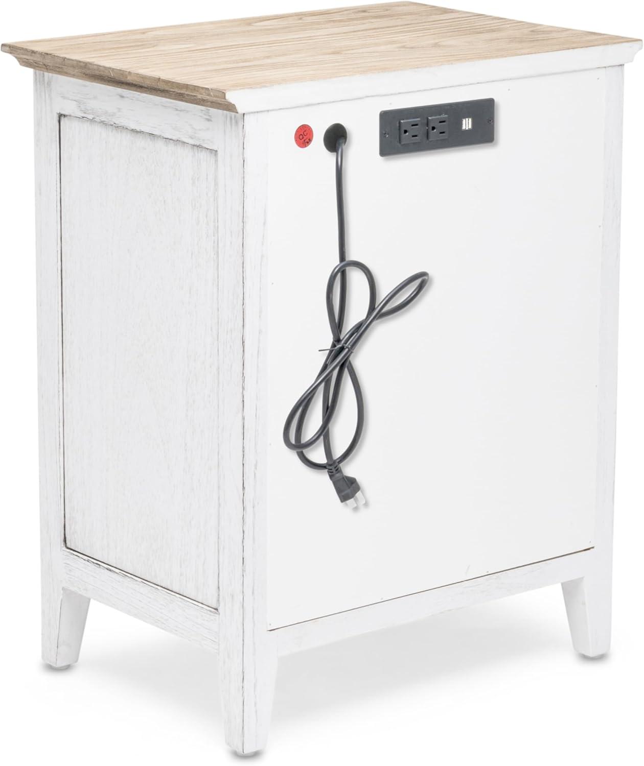 Beach Sand Weathered White Coastal 1-Drawer Nightstand