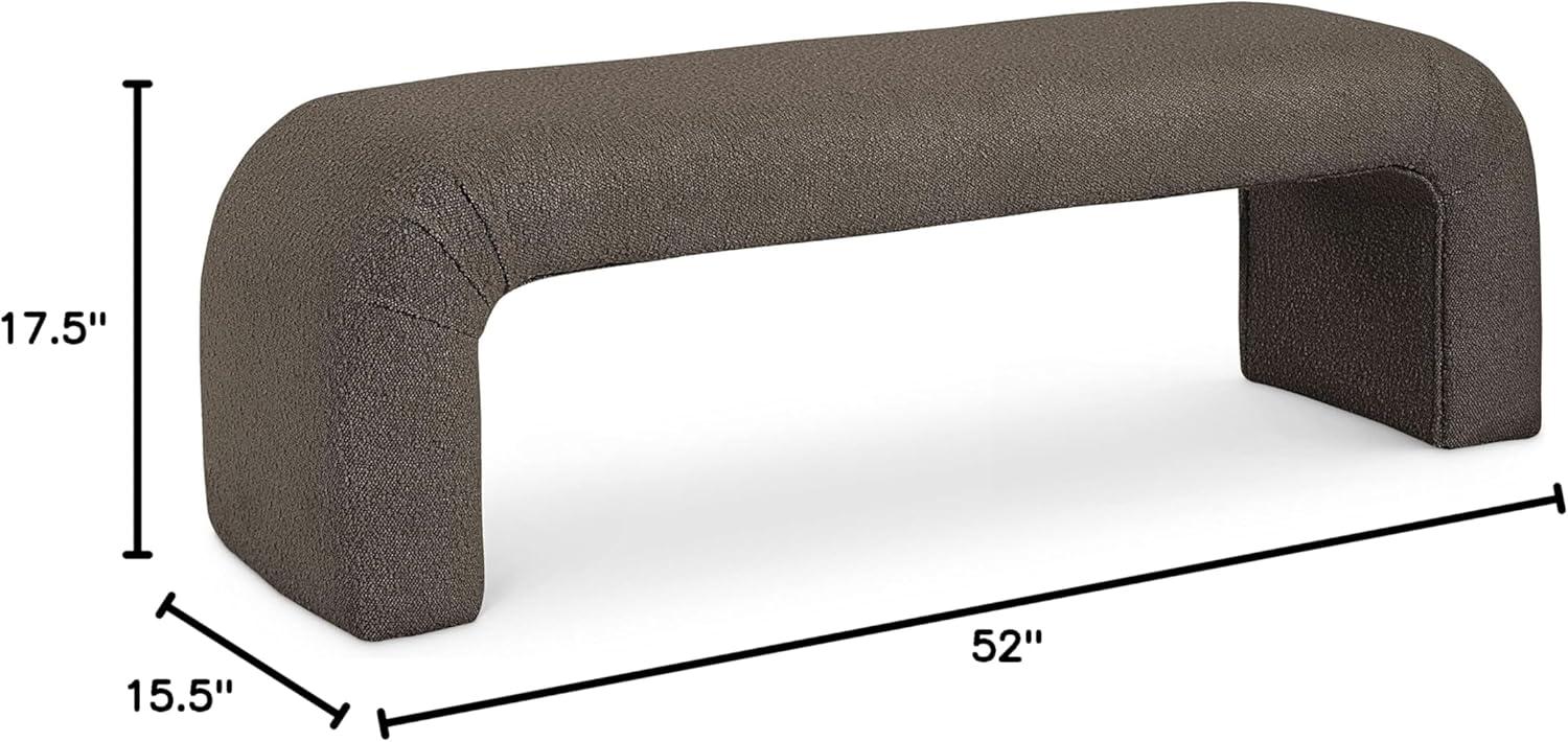 Meridian Furniture Niagara Cream Boucle Fabric Bench