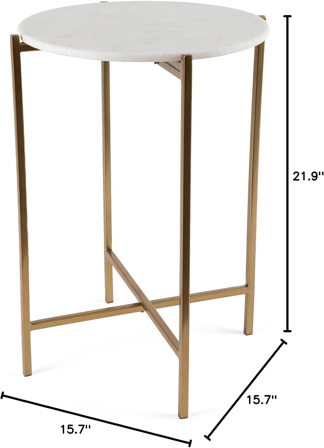 BIRDROCK HOME Folding Side Table with Marble Top - Gold Legs