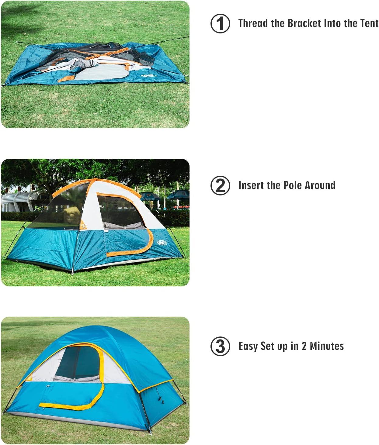 7 ft. x 5 ft. Ocean Blue 2-Person Waterproof Camping Tent with Rainfly