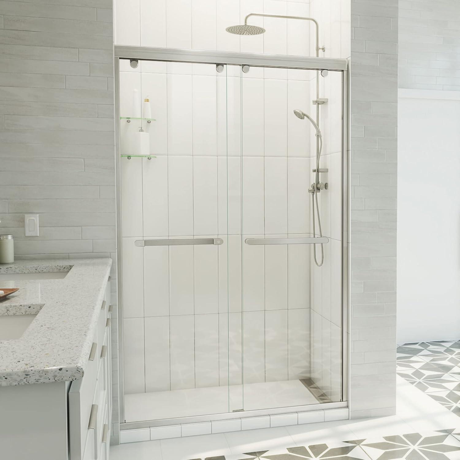 Charisma-X 44" W x 76'' H Bypass Semi-Frameless Shower Door with ClearMax Glass Treatment Technology
