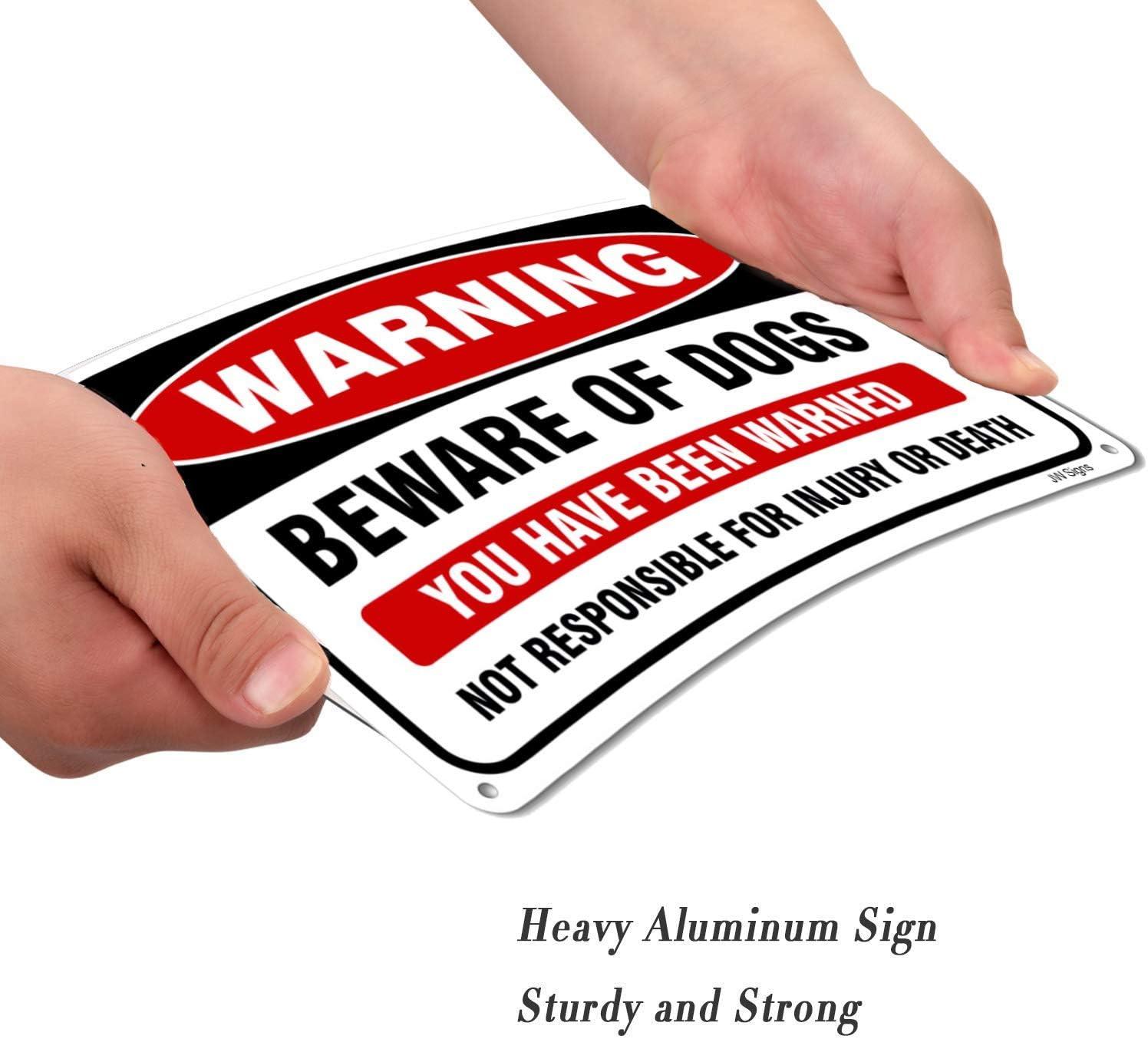 2Pack Beware of Dog Sign, You Have Been Warned No Responsible for Injury or Death - Indoor/Outdoor Fence Use - Metal Aluminum Rust Free | 7" x 9.8" Pre-Drilled Holes, Fade Resistant, Weatherproof