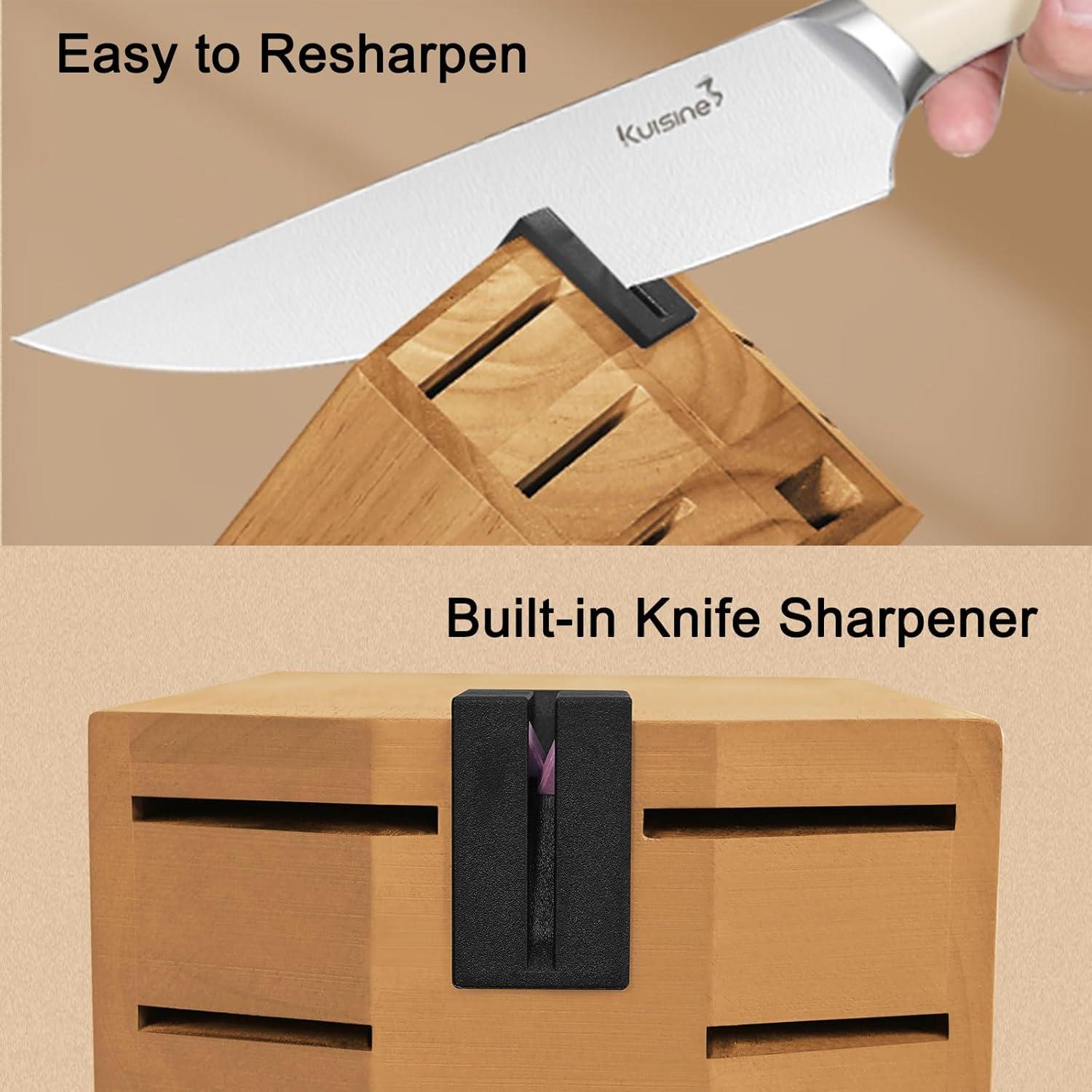 kuisine Kuisine 15-Piece Kitchen Knife Block Set Premium Stainless Steel