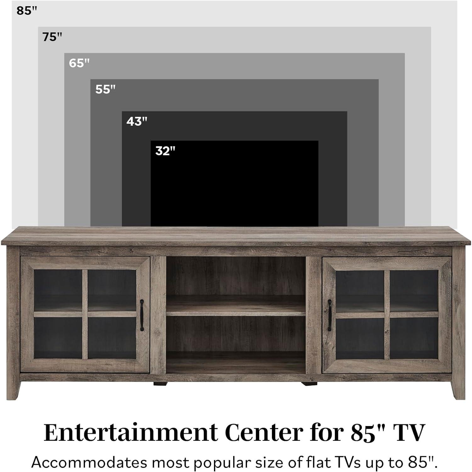 Modern Farmhouse 2-Door Glass Windowpane 70" TV Stand