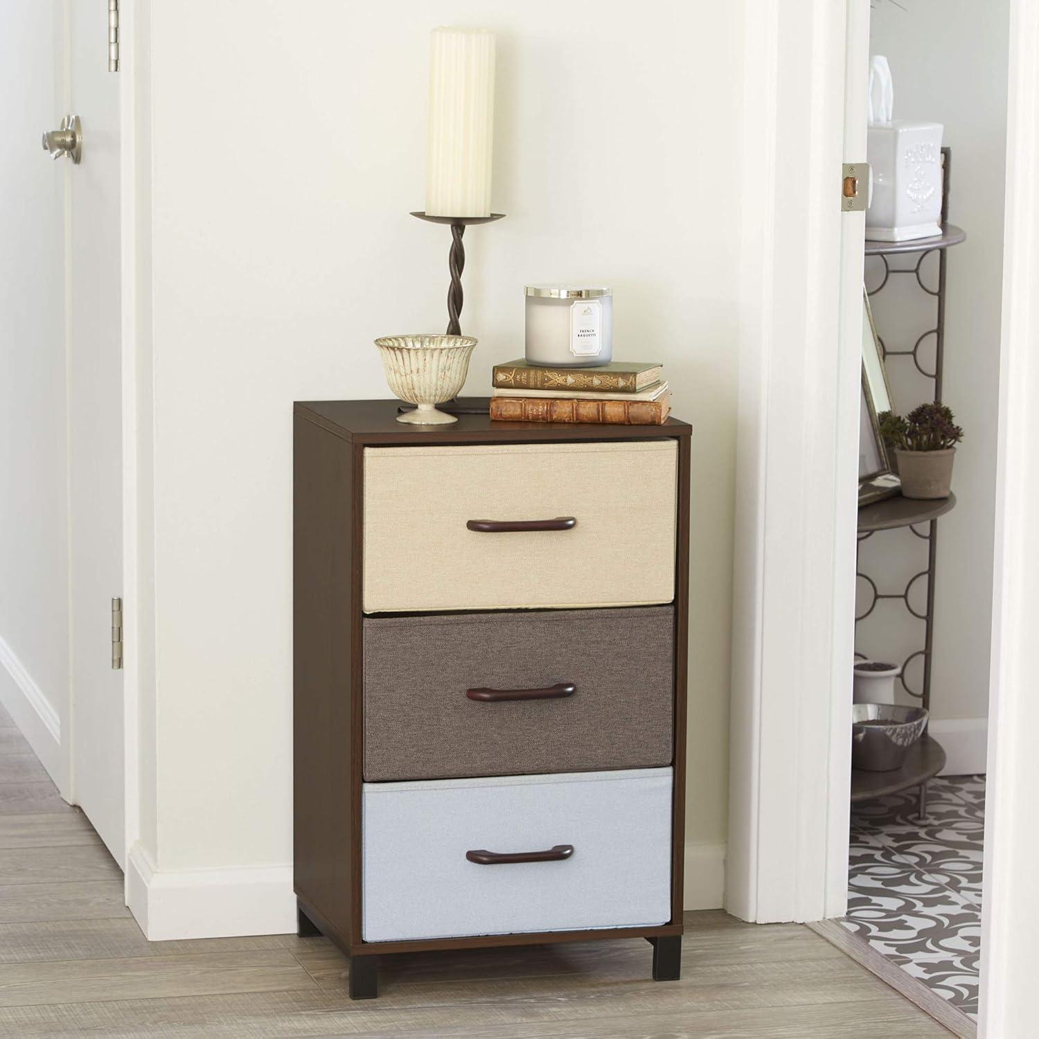 Compact 3-Drawer Earth-Tone Storage Chest with Steel Frame