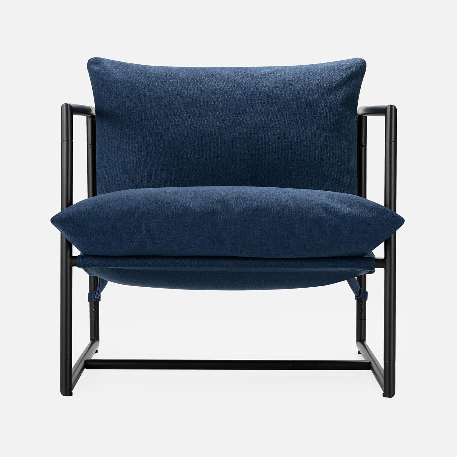 Zinus Aidan Metal Framed Sling Indoor Accent Chair, Navy