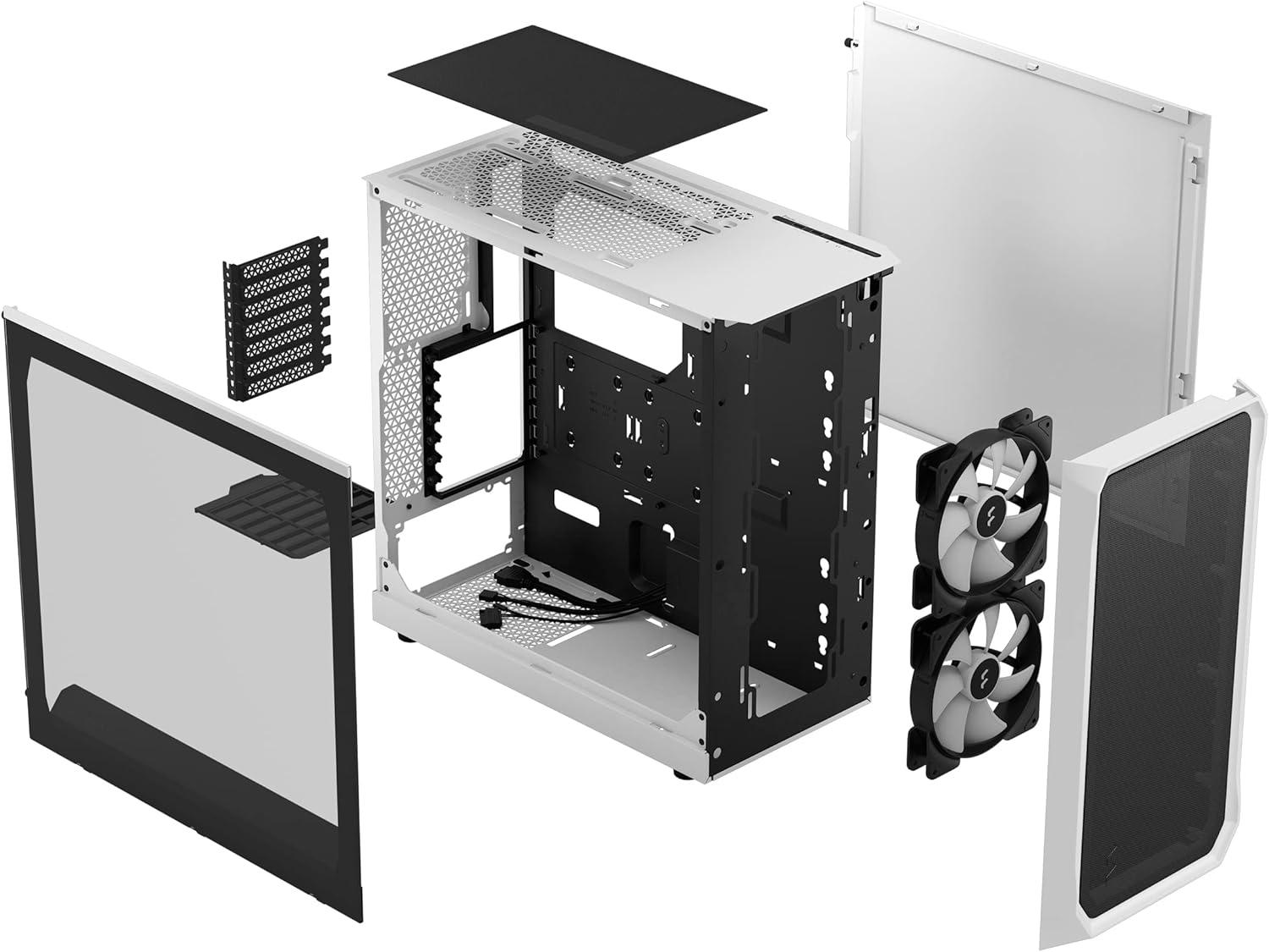 Fractal Design Focus 2 RGB White ATX mATX Mini ITX Clear Tinted Tempered Glass Mid Tower Computer Case