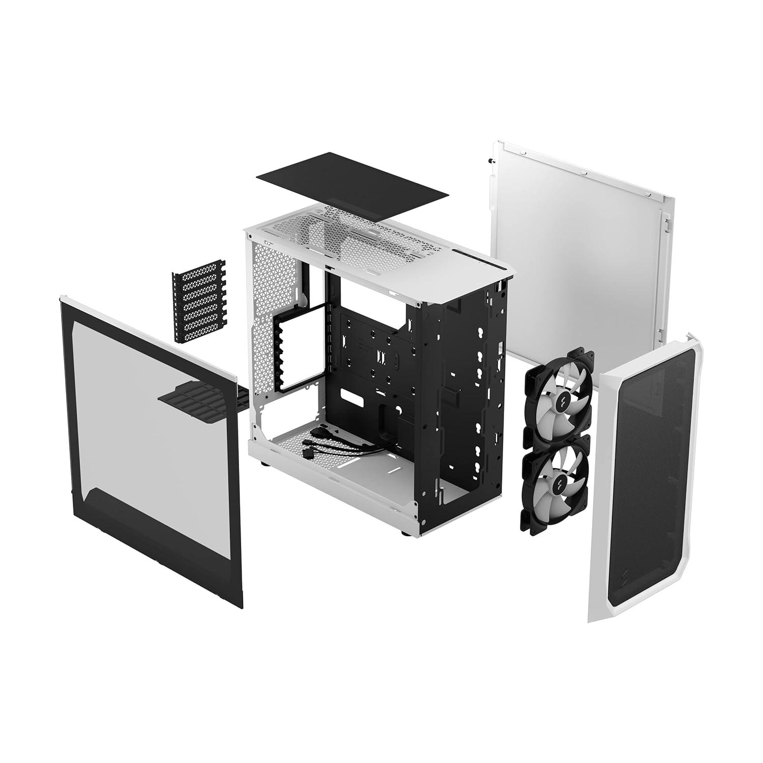 Fractal Design Focus 2 RGB White ATX mATX Mini ITX Clear Tinted Tempered Glass Mid Tower Computer Case