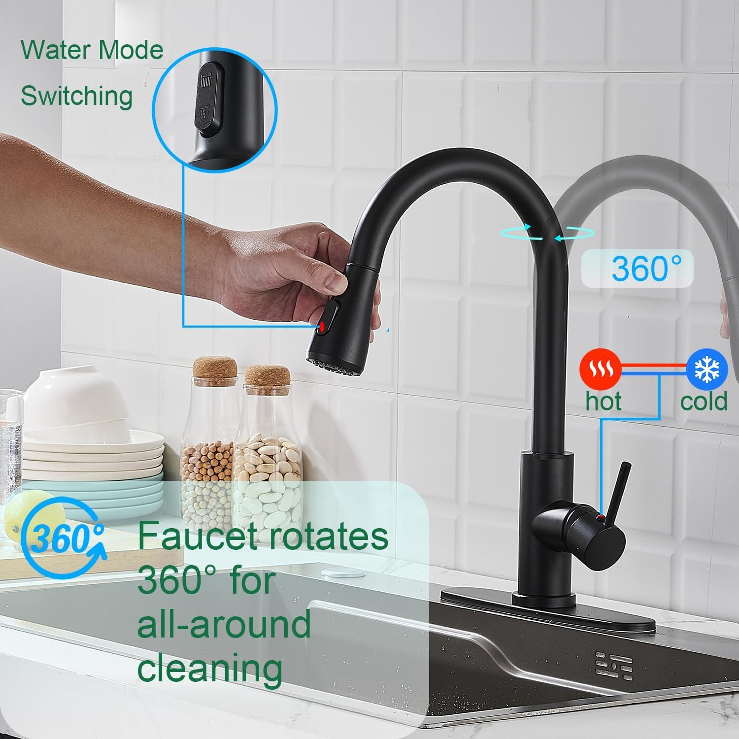 ARCORA ARCORA Stainless Steel  Single Handle Pull-Down Sprayer Kitchen Faucet Set with Touchless Sensor AR7100301B-DC