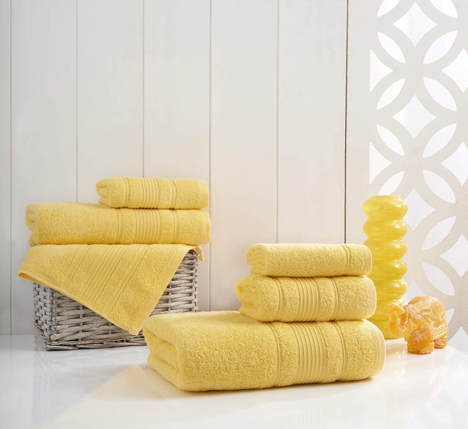 Qute Home Luxury 2 Piece Cotton Bath Towel Set, Yellow