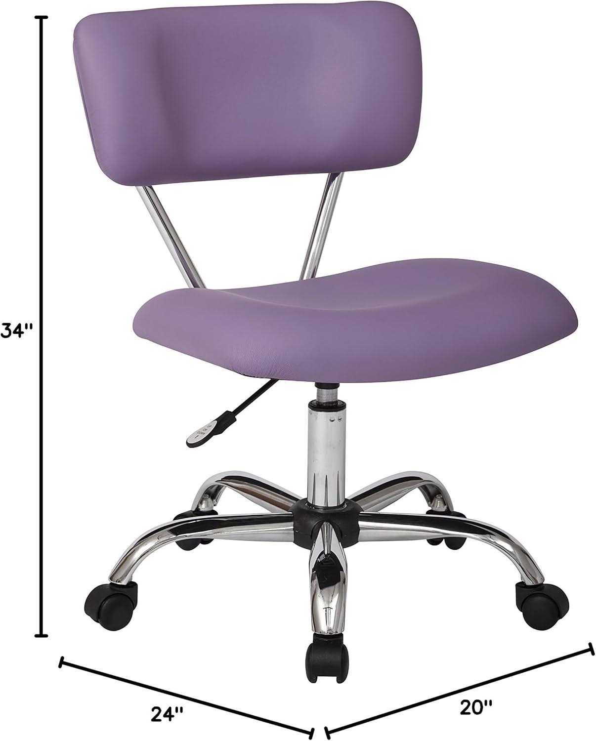 Vista Purple Bonded Leather Armless Swivel Task Chair