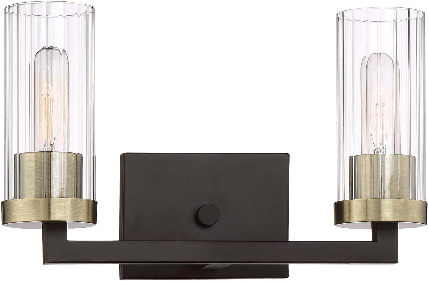 Kinston Aged Bronze 2-Light Vanity Sconce with Clear Glass