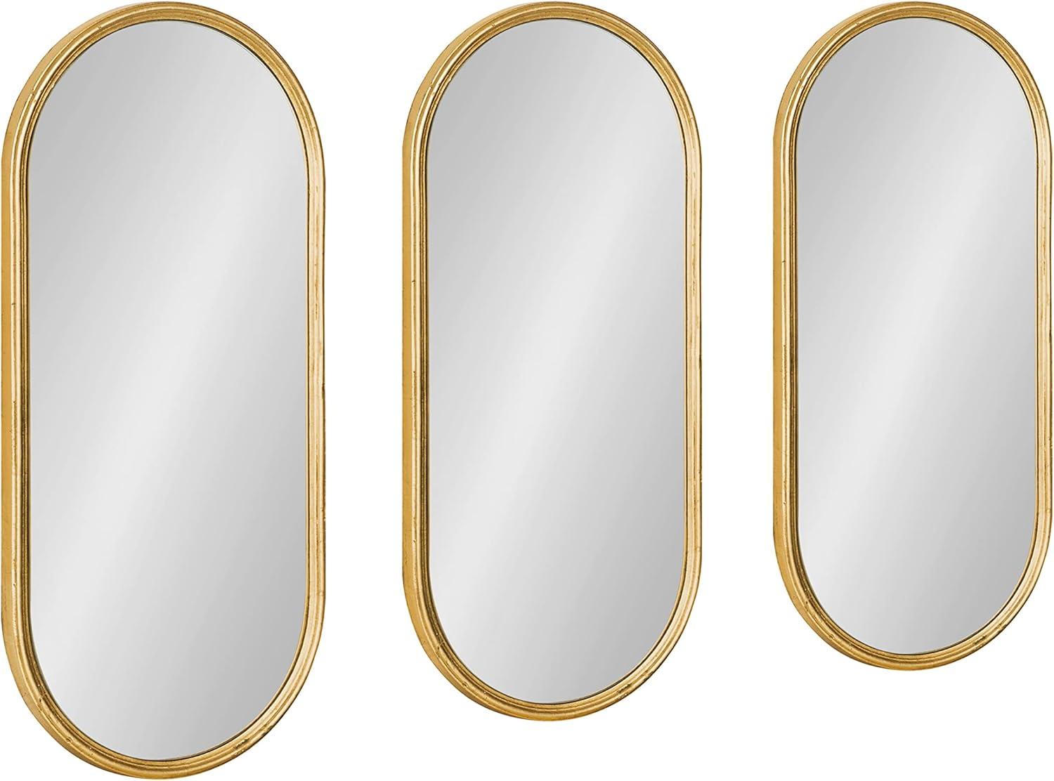 (Set of 3) 10" x 22" Caskill Capsule Framed Wall Mirror Set Gold - Kate & Laurel All Things Decor: Modern Style, No Assembly