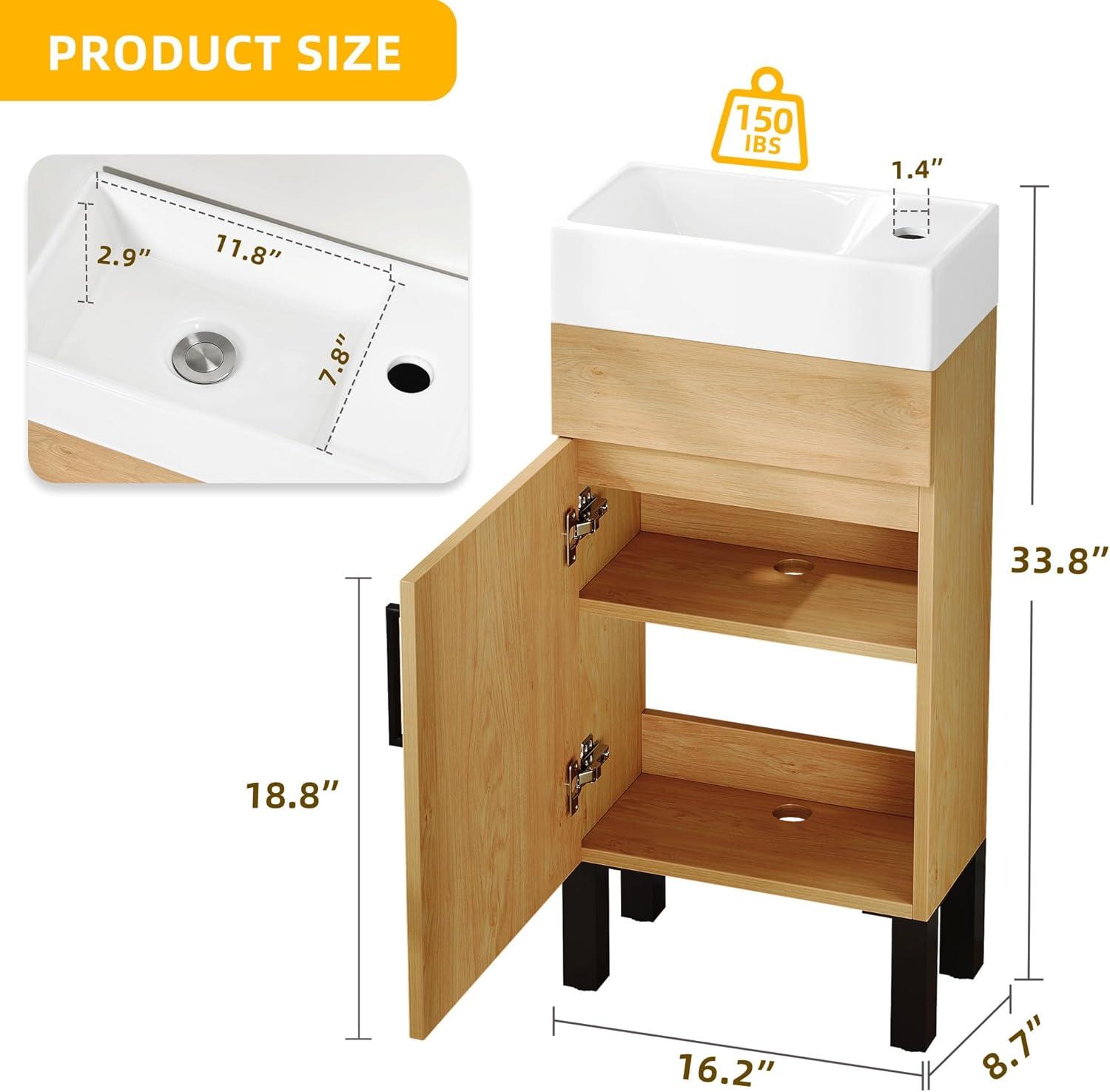 16 in Bathroom Vanity Cabinet Set with Undermount Ceramic Sink Bathroom Storage