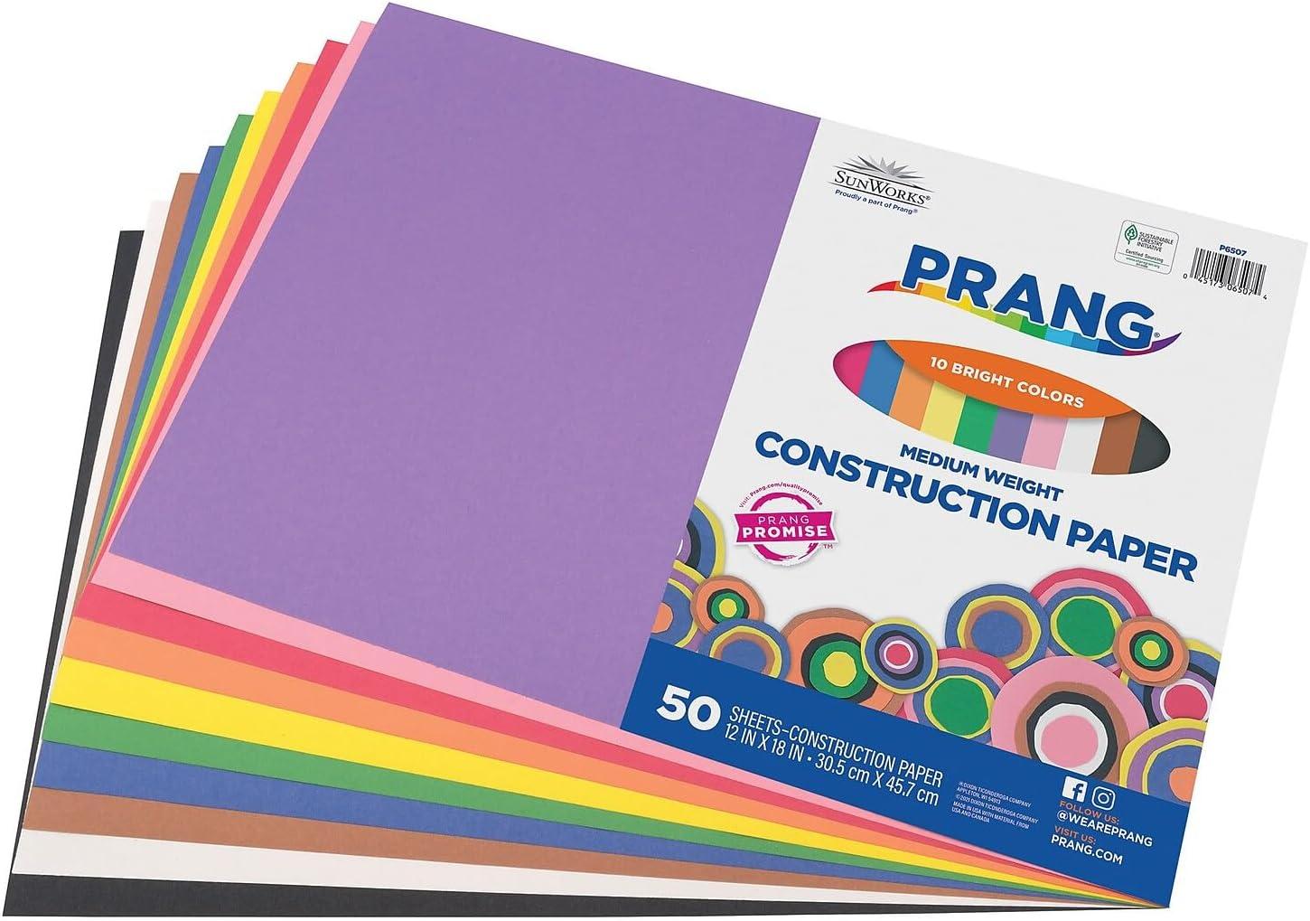 SunWorks Construction Paper, 10 Assorted Colors, 12 x 18, 50 Sheets