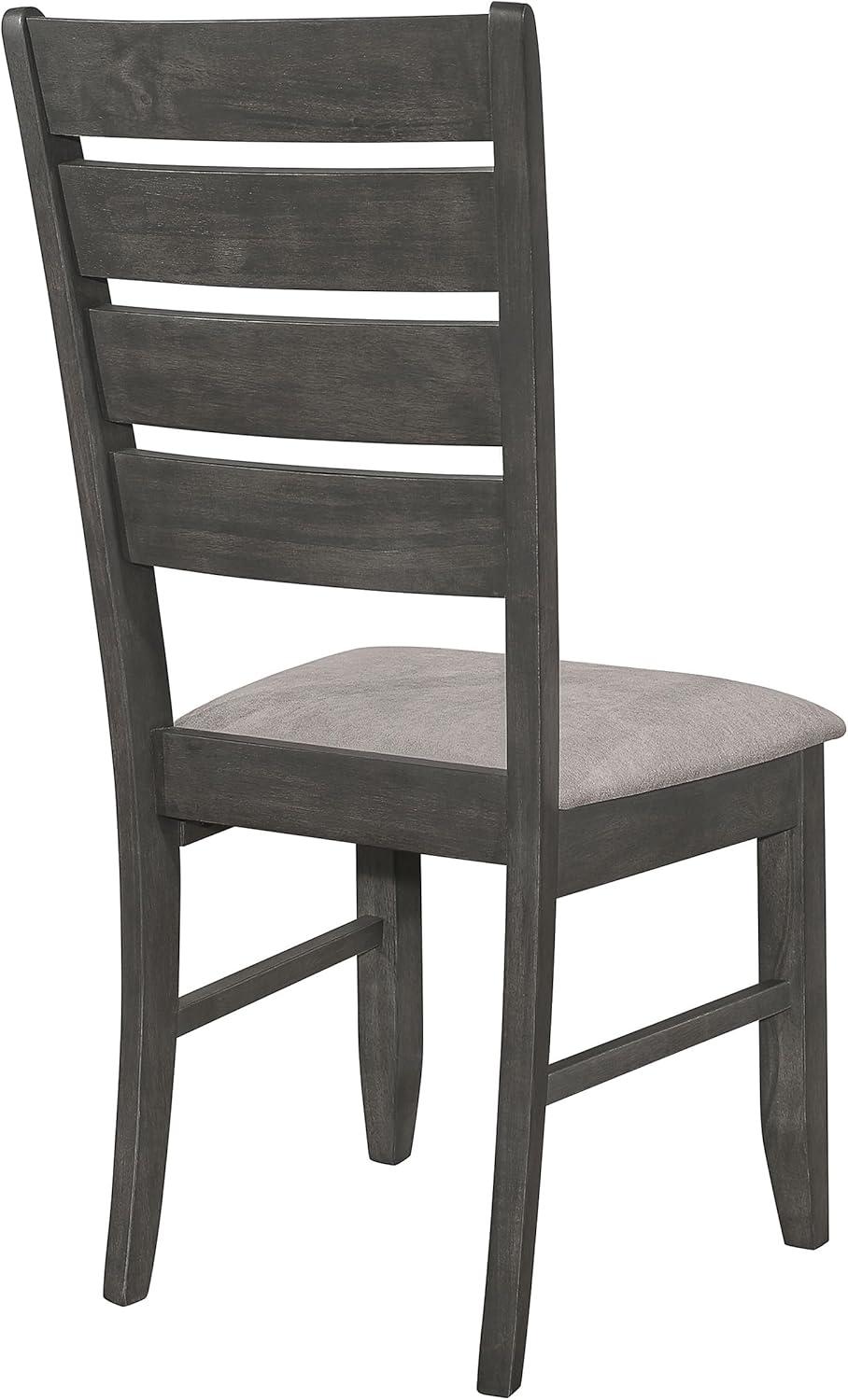 Dark Gray Upholstered Ladderback Wood Side Chair Set