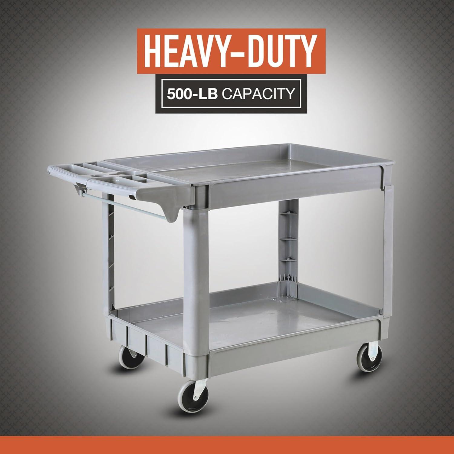 Gray Polypropylene 500-Lb Capacity Utility Cart with Trays