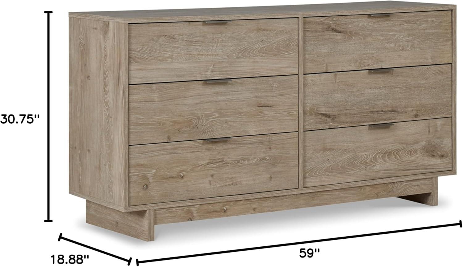 Signature Design by Ashley Contemporary Oliah 6 Drawer Dresser, Natural