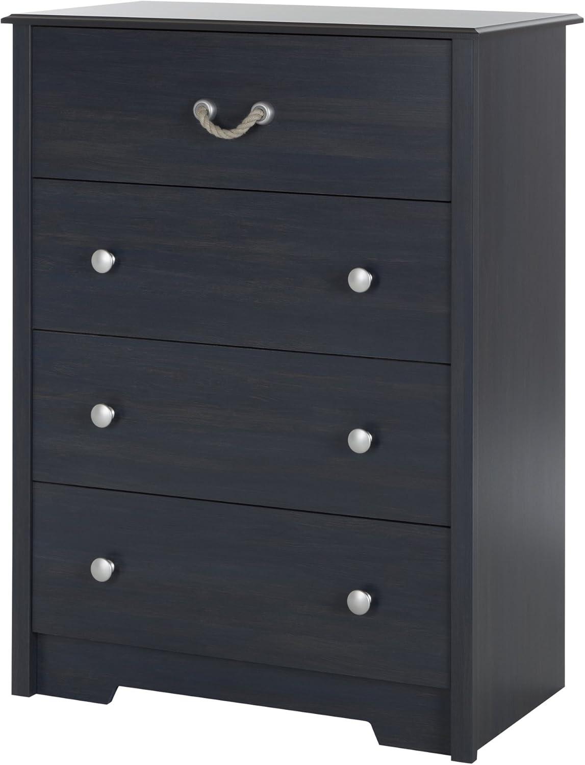 Coastal Blueberry 4-Drawer Nautical Dresser for Compact Spaces