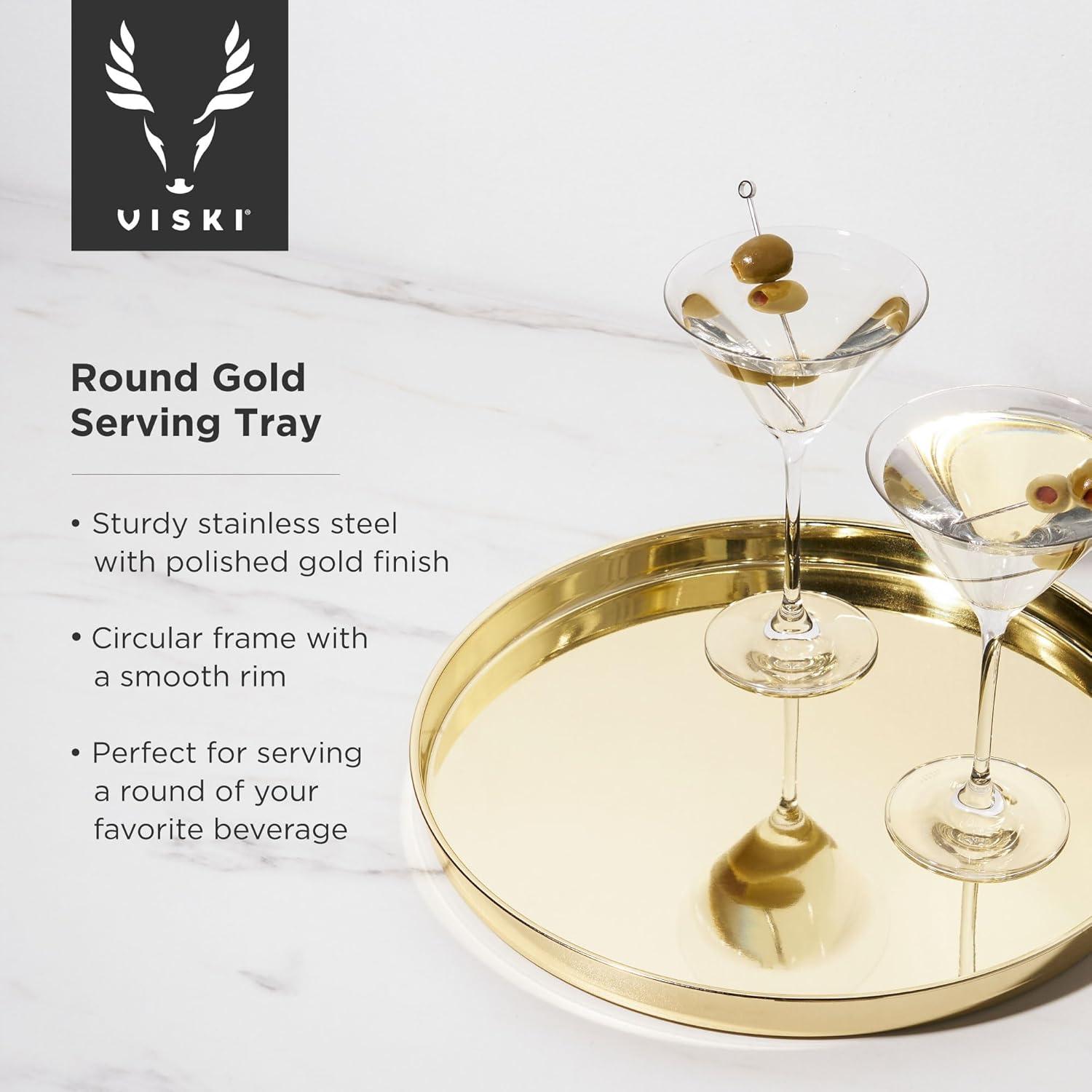 Round Serving Tray in Gold