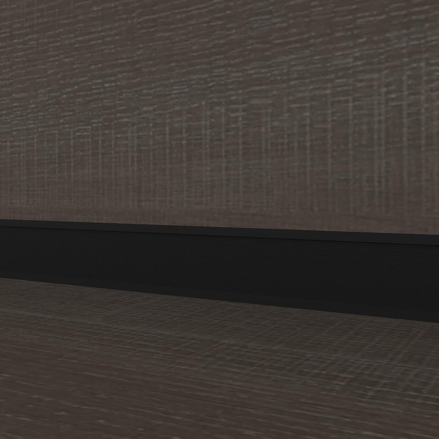 Bestar Logan 66W U or L-Shaped Executive Office Desk with Pedestal and Hutch in bark grey