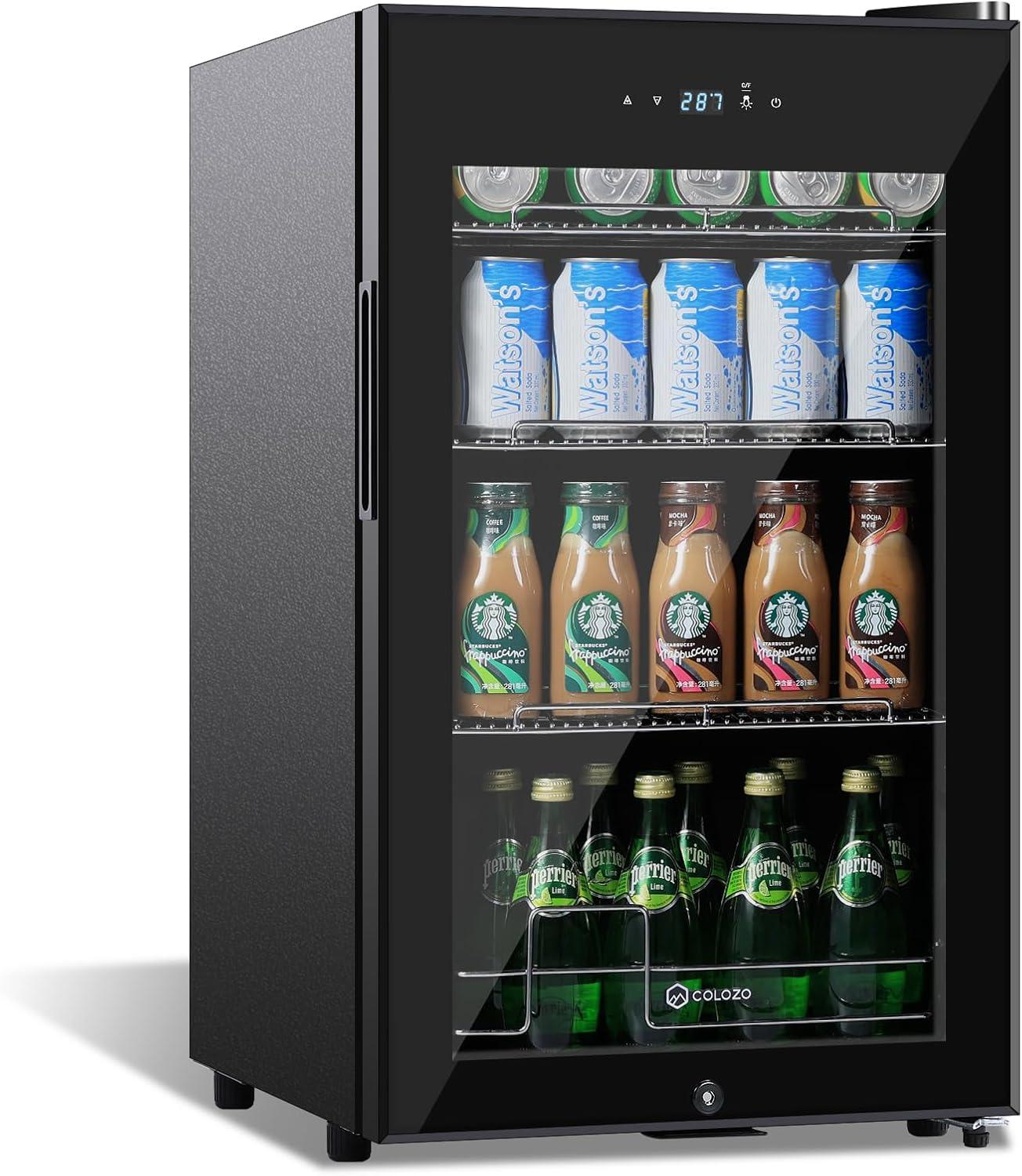 Compact Black Glass Door Beverage Refrigerator for RVs