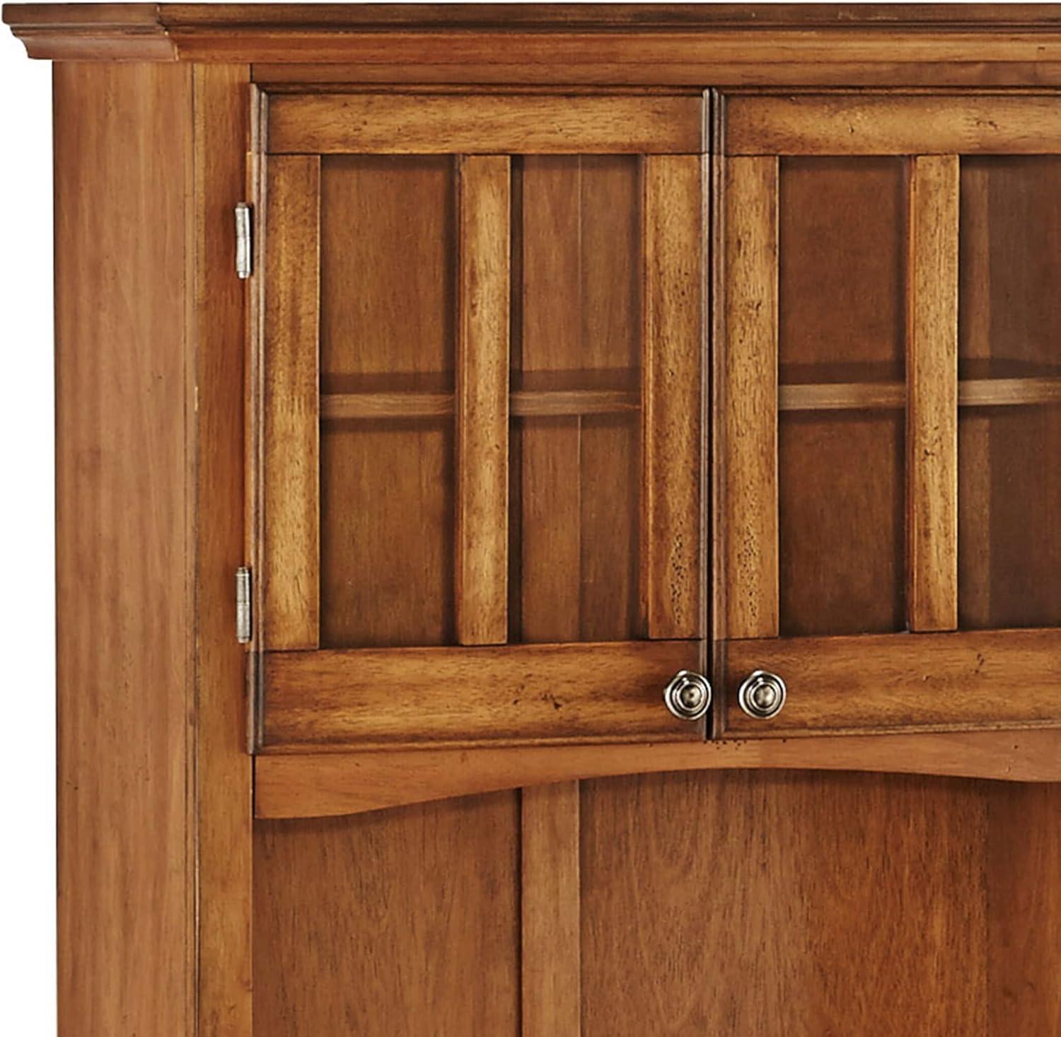 Small Buffet of Buffets Server with Hutch and Oak Top Oak - Homestyles: Traditional Storage, Glass Doors, Adjustable Shelves