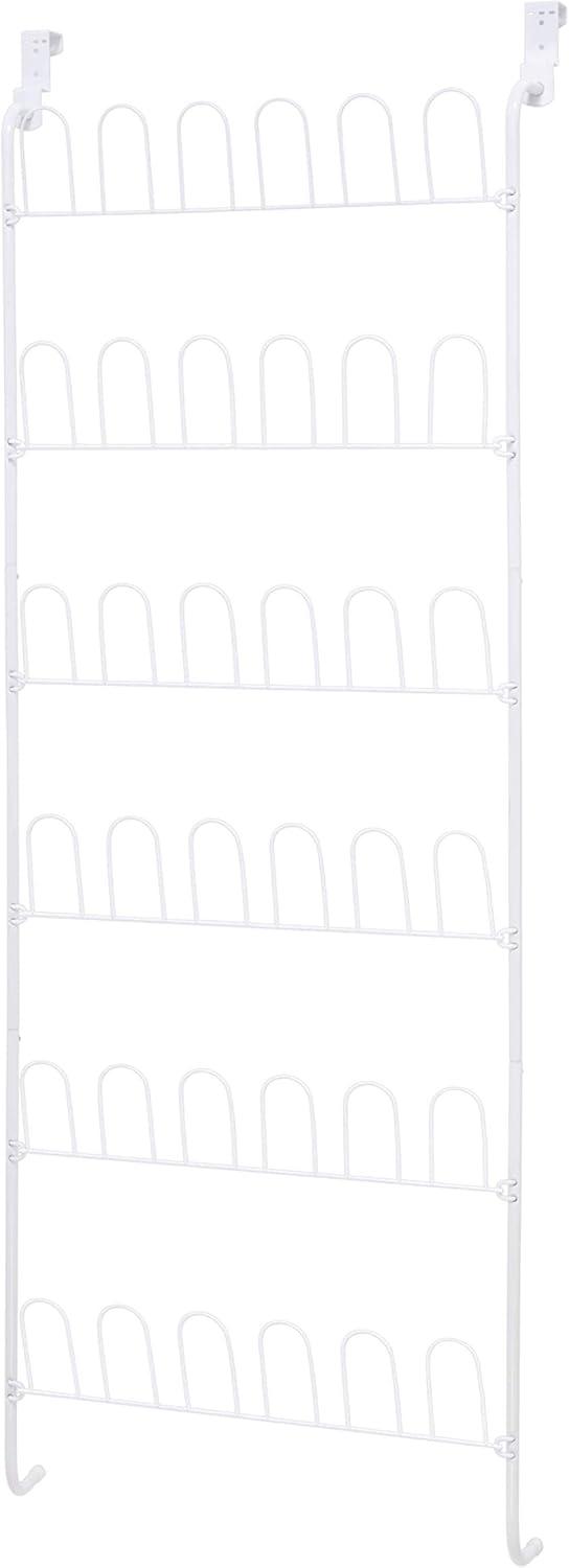 White Metal Over-the-Door 18-Pair Shoe Rack