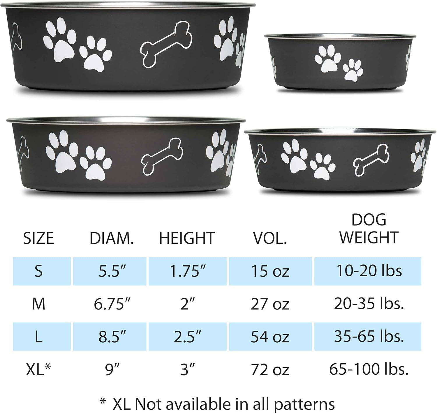 Small Grape Stainless Steel Dog Bowl with Rubber Base