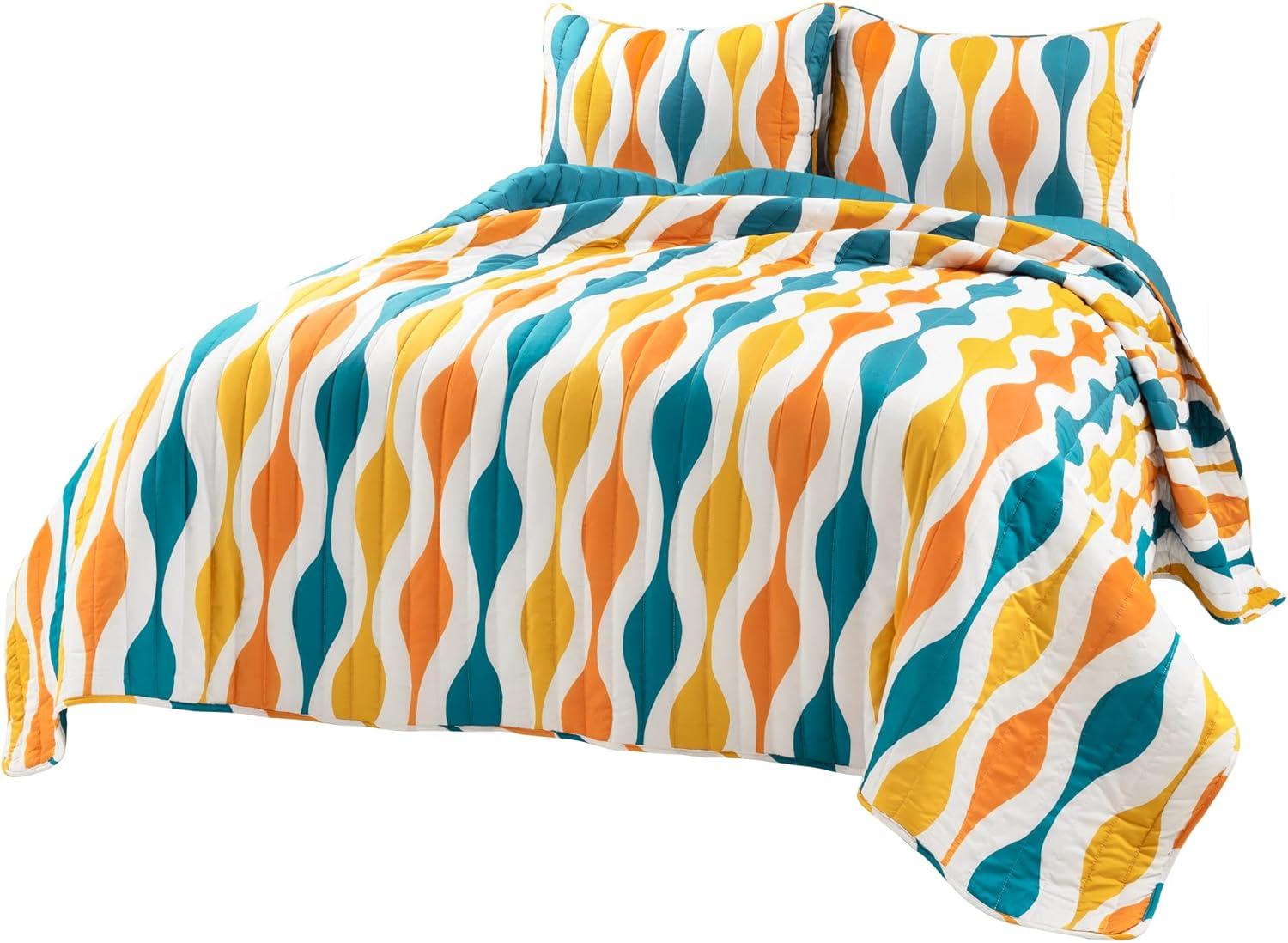 Mid Century Geo Microfiber 3 Piece Quilt Set