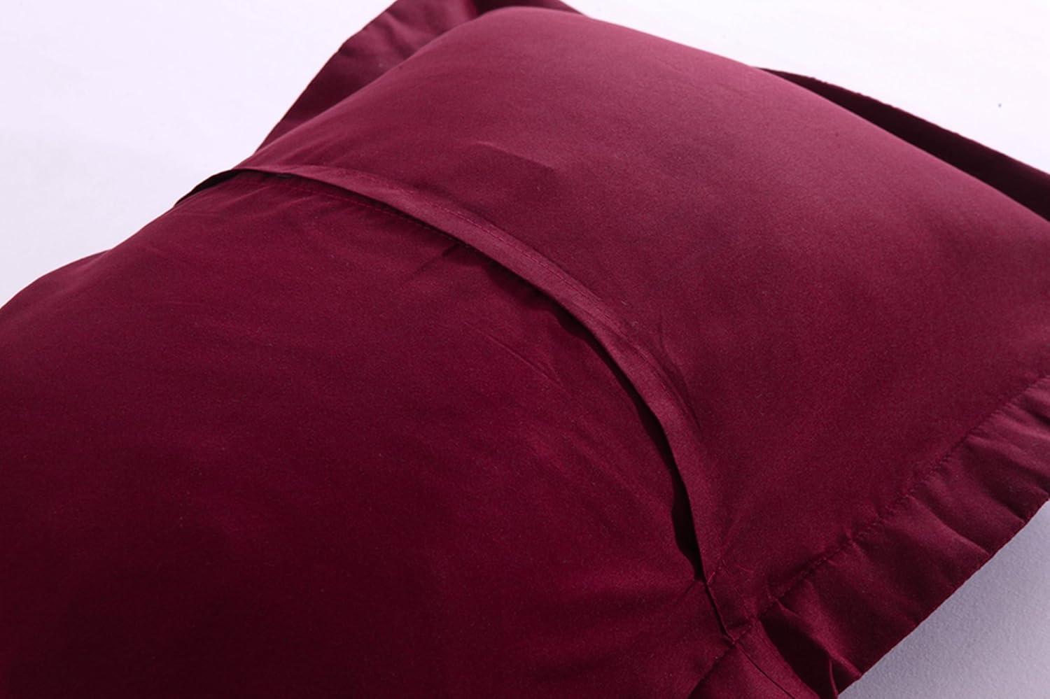 Dark Burgundy Embroidered Cotton Polyester Standard Pillow Shams