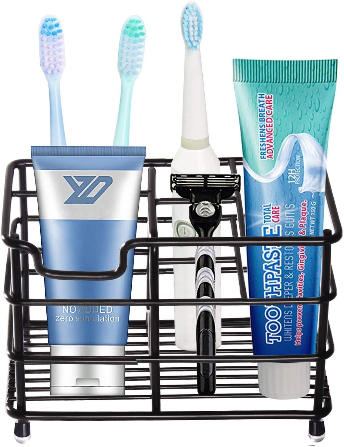 HYRIXDIRECT Toothbrush Holders for Bathrooms Stainless Steel Rustproof Toothbrush and Toothpaste Holder Organizer Tooth Brush Storage Stand