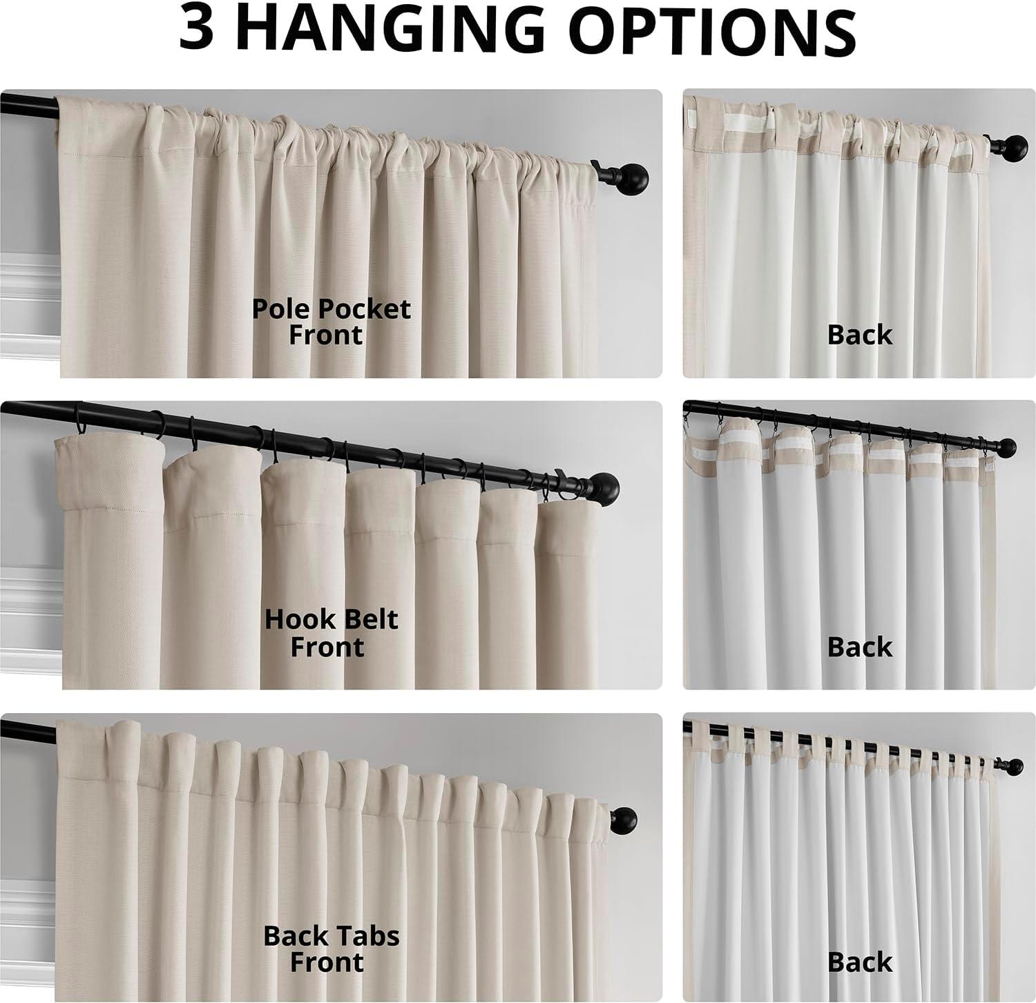 Birch Faux Linen Extra Wide Room Darkening Curtain (1 Panel), Birch, 100W X 120L