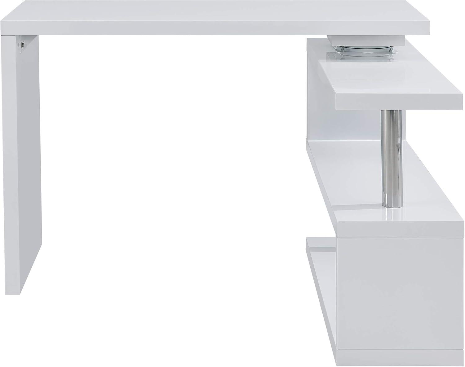 Yates Modern White and Chrome Adjustable Corner Desk with Shelves