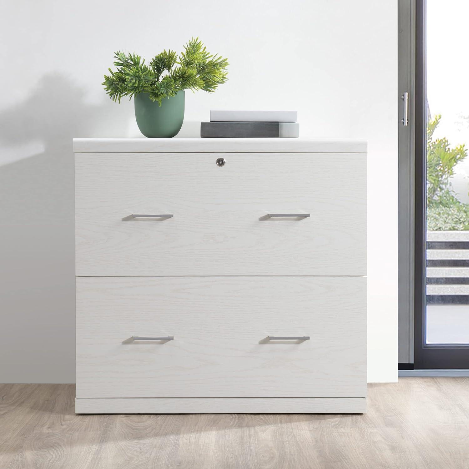 Alpine 2-Drawer Engineered Wood Lateral File with Lockdowel  in White Finish
