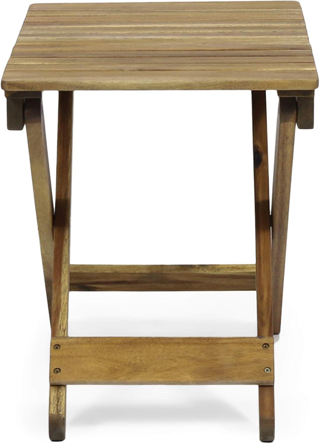 Natural Acacia Wood Outdoor Folding Side Table