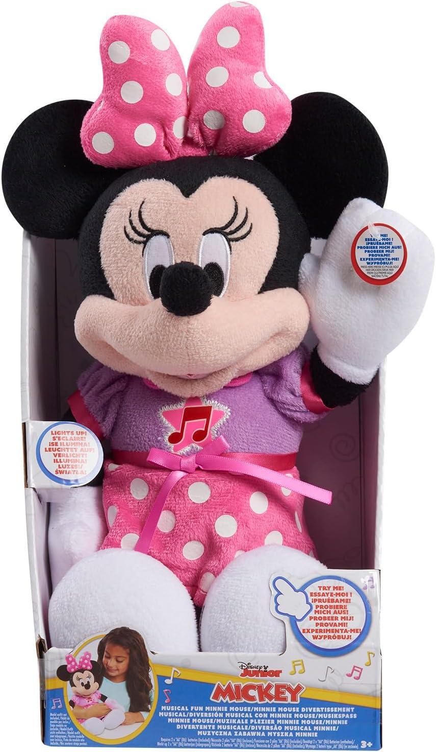Disney Junior Mickey Mouse Funhouse Singing Fun Minnie Mouse 13 Inch Lights and Sounds Feature Feature Plush, Sings Bowtoons Theme Song, Kids Toys for Ages 3 Up by Just Play