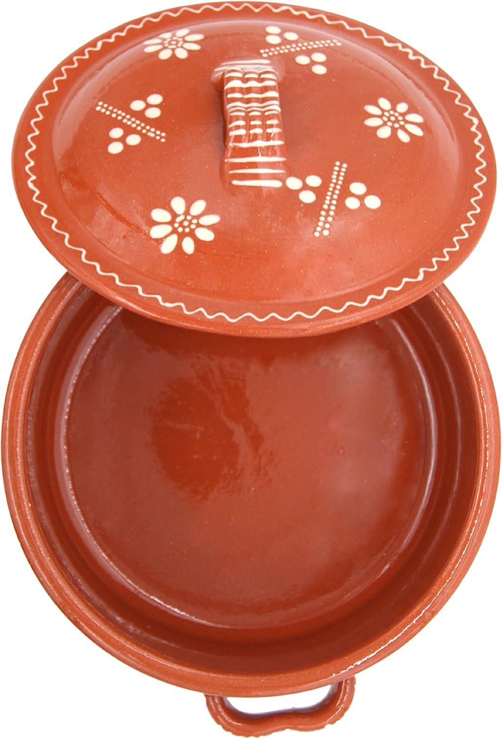 Portuguese tery Glazed Clay Cooking With Lid Terracotta Casserole Cazuela (7 Quarts)