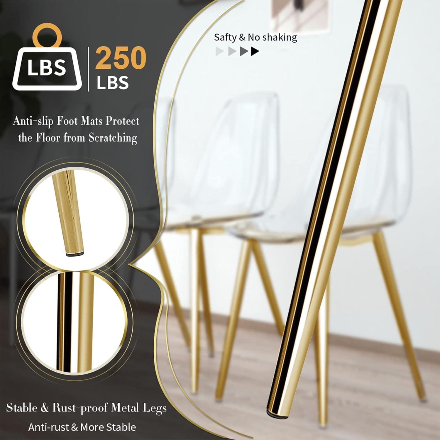 Clear Acrylic Side Chair with Gold Metal Legs