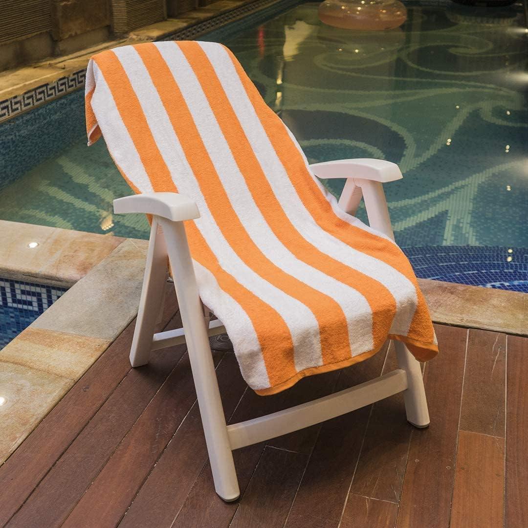 American Soft Linen Beach Towel, 100% Cotton Cabana Striped Beach Towel, 30 in by 60 in Soft Absorbent Beach Pool Towel
, Orange