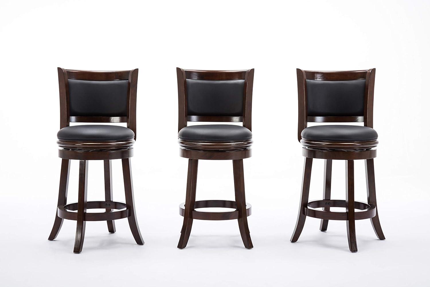 24" Augusta Swivel Counter Height Barstool Hardwood Cappuccino - Boraam: Round Seat, Footrest