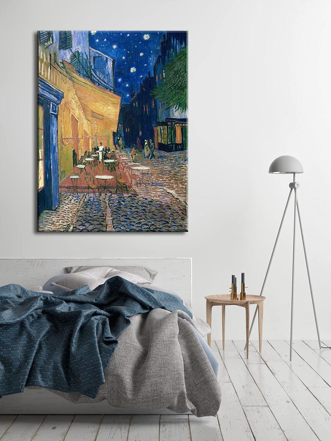Wieco Art Cafe Terrace at Night Canvas Prints Wall Art by Van Gogh Classic Oil Paintings Reproduction Large Gallery Wrapped Cityscape Picture Giclee Artwork for Dining Room Home Office Decorations
