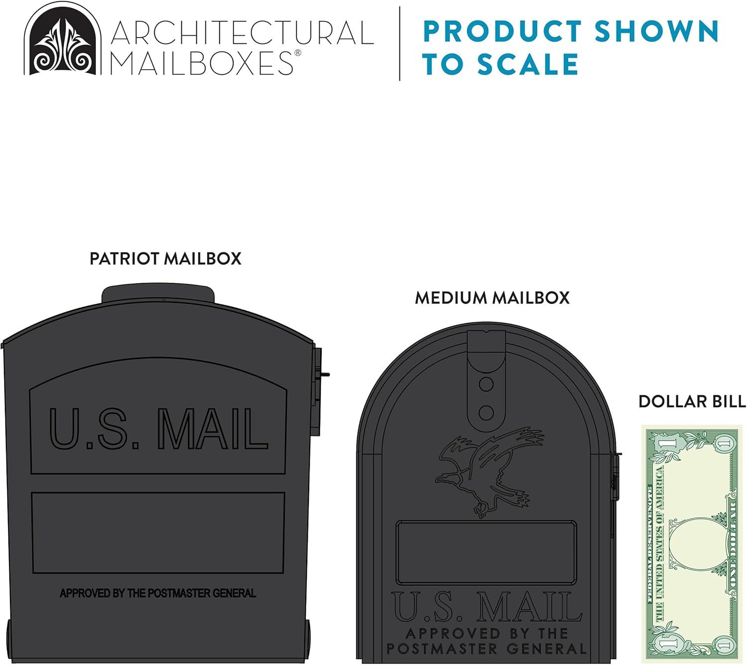 Architectural Mailboxes Patriot Plastic, Medium, Post-Mount Mailbox in Black