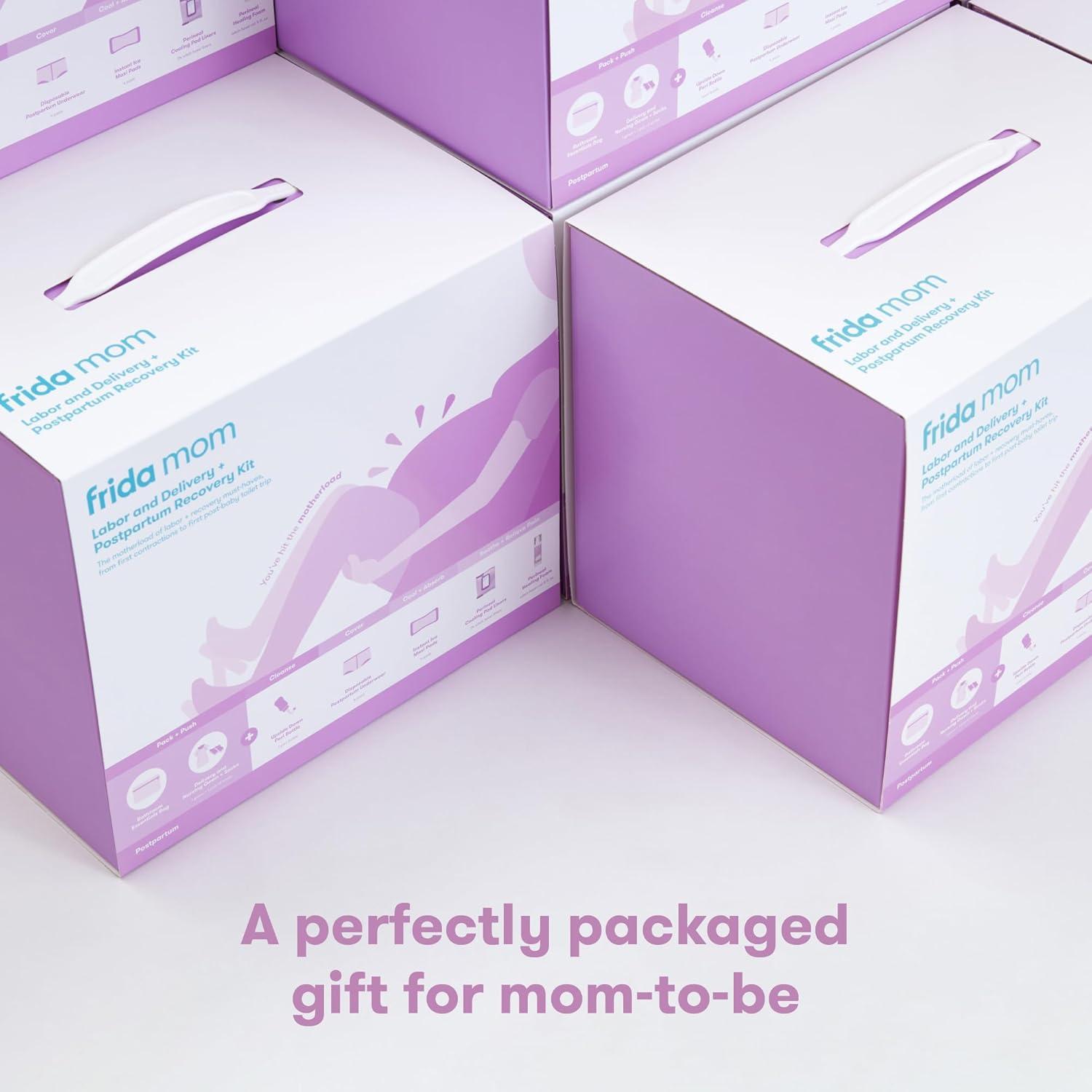 Frida Mom Labor, Delivery, and Postpartum Care Recovery Kit with Peri Bottle and Disposable Underwear for Women, 7 Count Gift Set