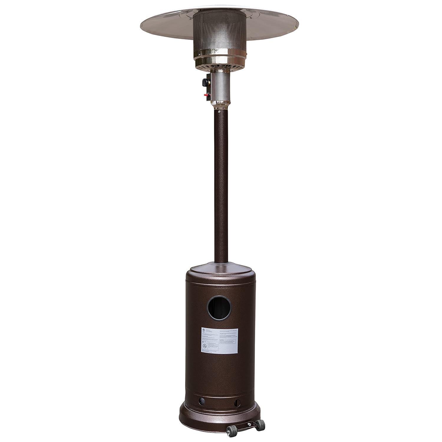 Sol 7.5' Stainless Steel Outdoor Patio 40,000 BTU Propane Heater with Wheels for Commercial & Residential Use