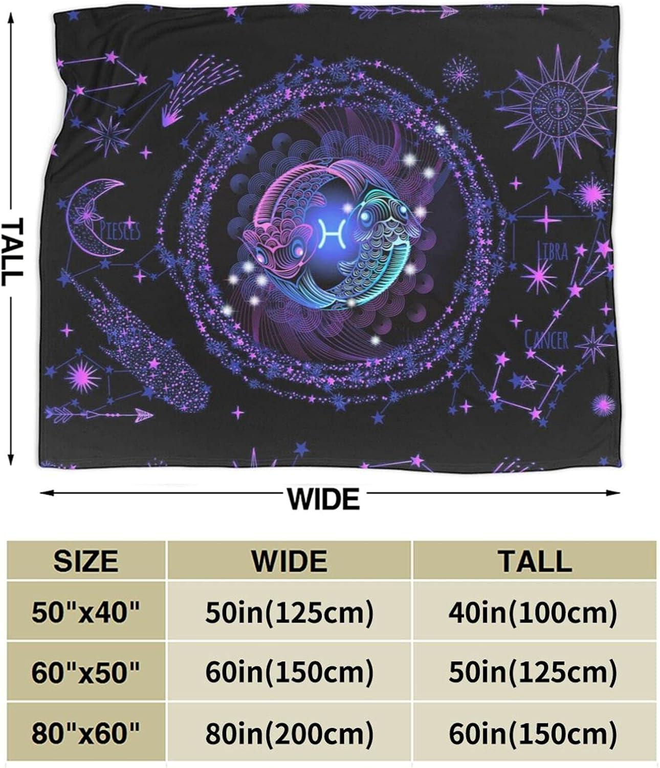 Reversible Black and Purple Constellation Fleece Throw Blanket