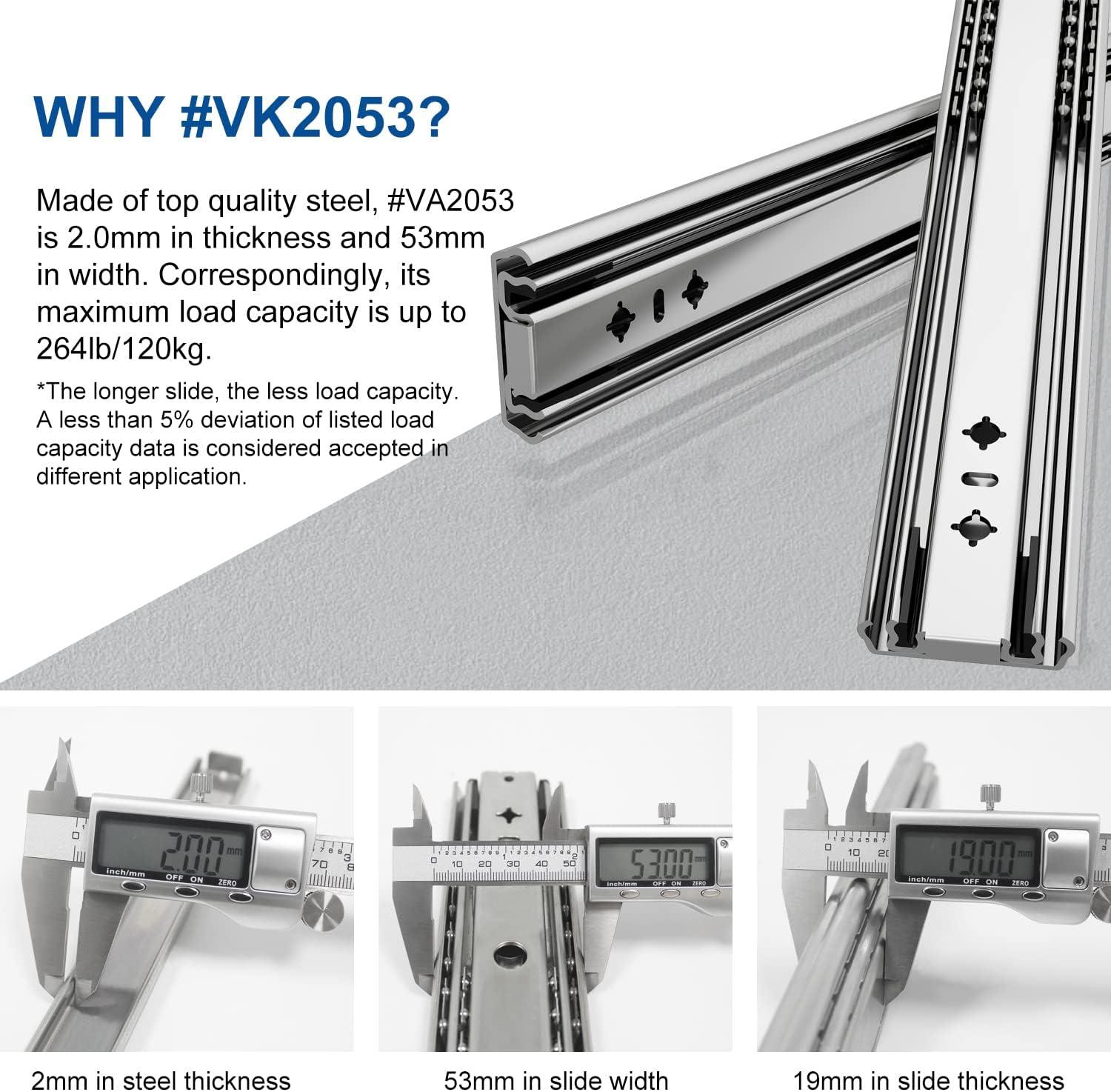 VADANIA VD2053 Heavy Duty Drawer Slides with Lock, 265lb Load Capacity, 28inch/700mm 1 Pairs