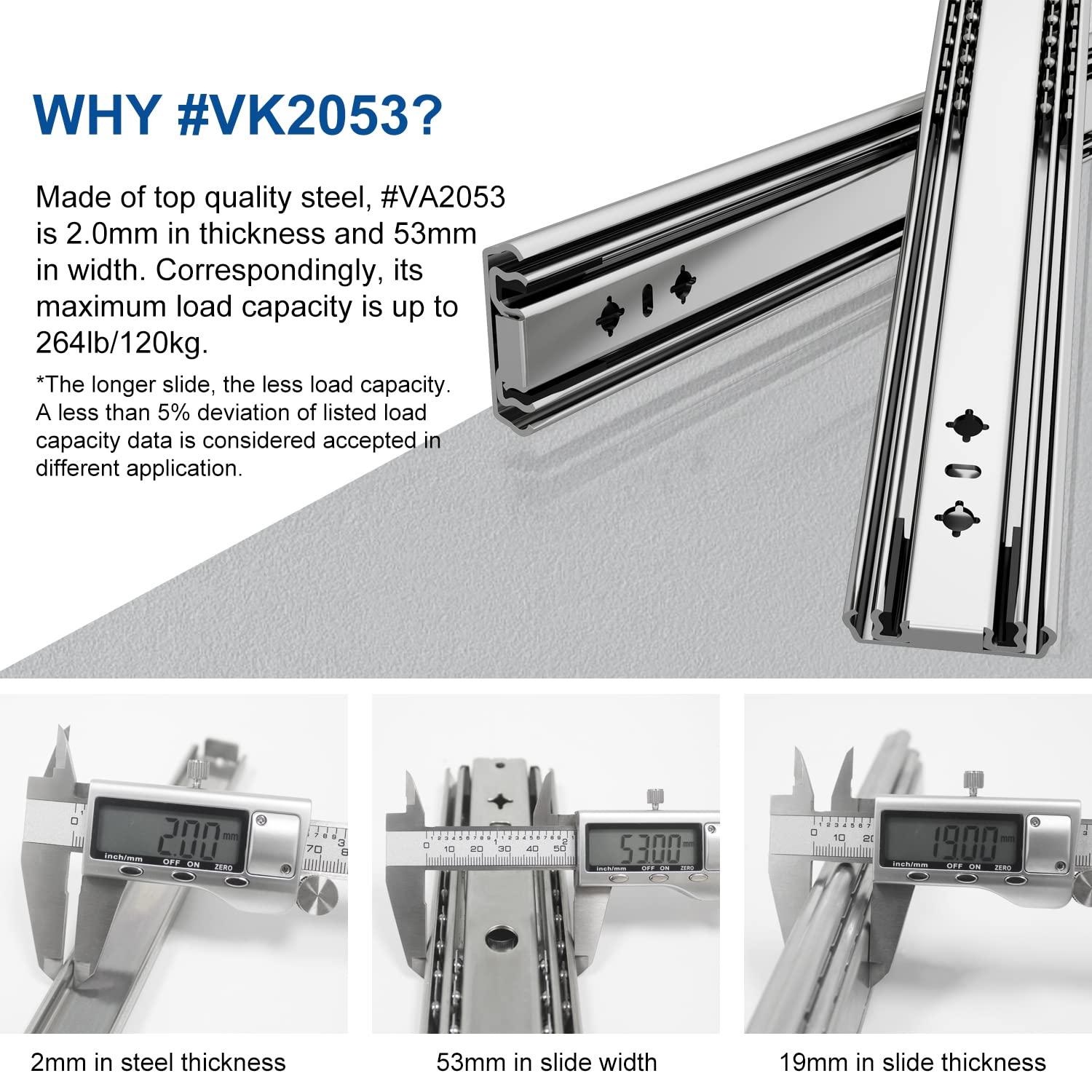 VADANIA VD2053 Heavy Duty Drawer Slides with Lock, 265lb Load Capacity, 28inch/700mm 1 Pairs